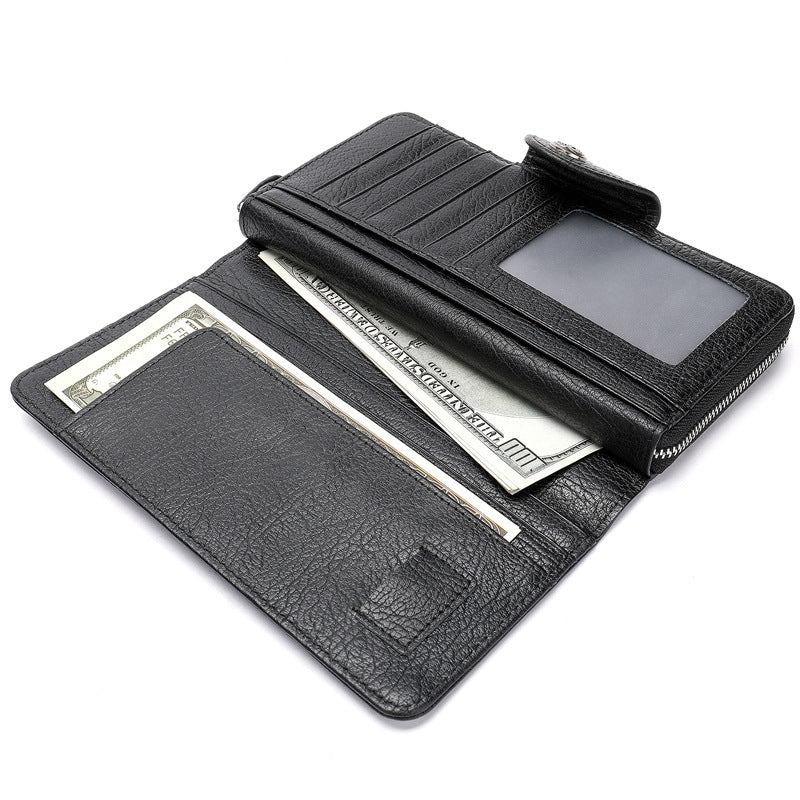 Men's long wallet made of cowhide genuine leather business simple card holder clutch bag men's wallet