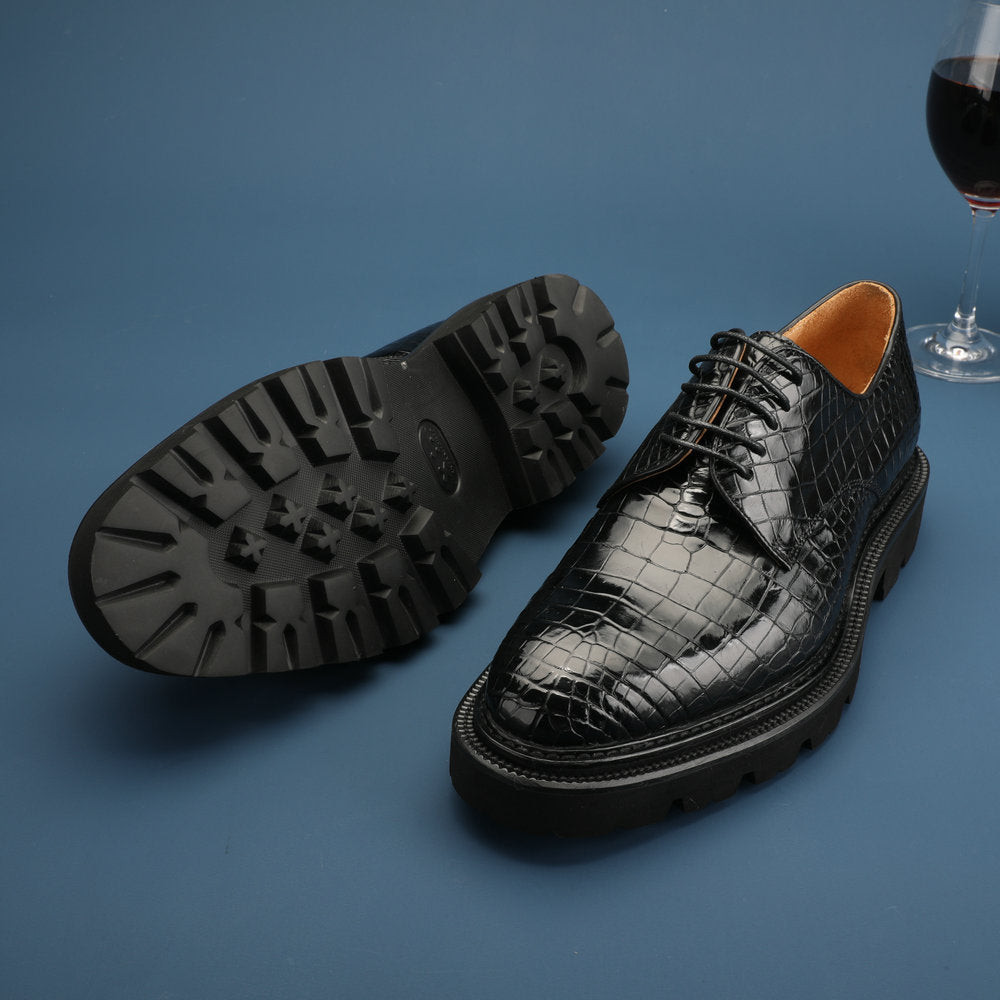 New Crocodile Belly Skin Men's Leather Shoes Genuine Leather High Quality Thick Sole Business Shoes