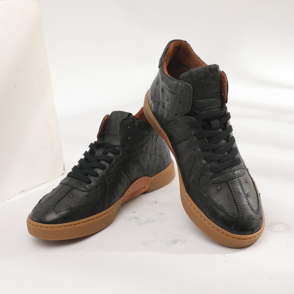 Ostrich skin genuine leather men's shoes fashion casual short boots