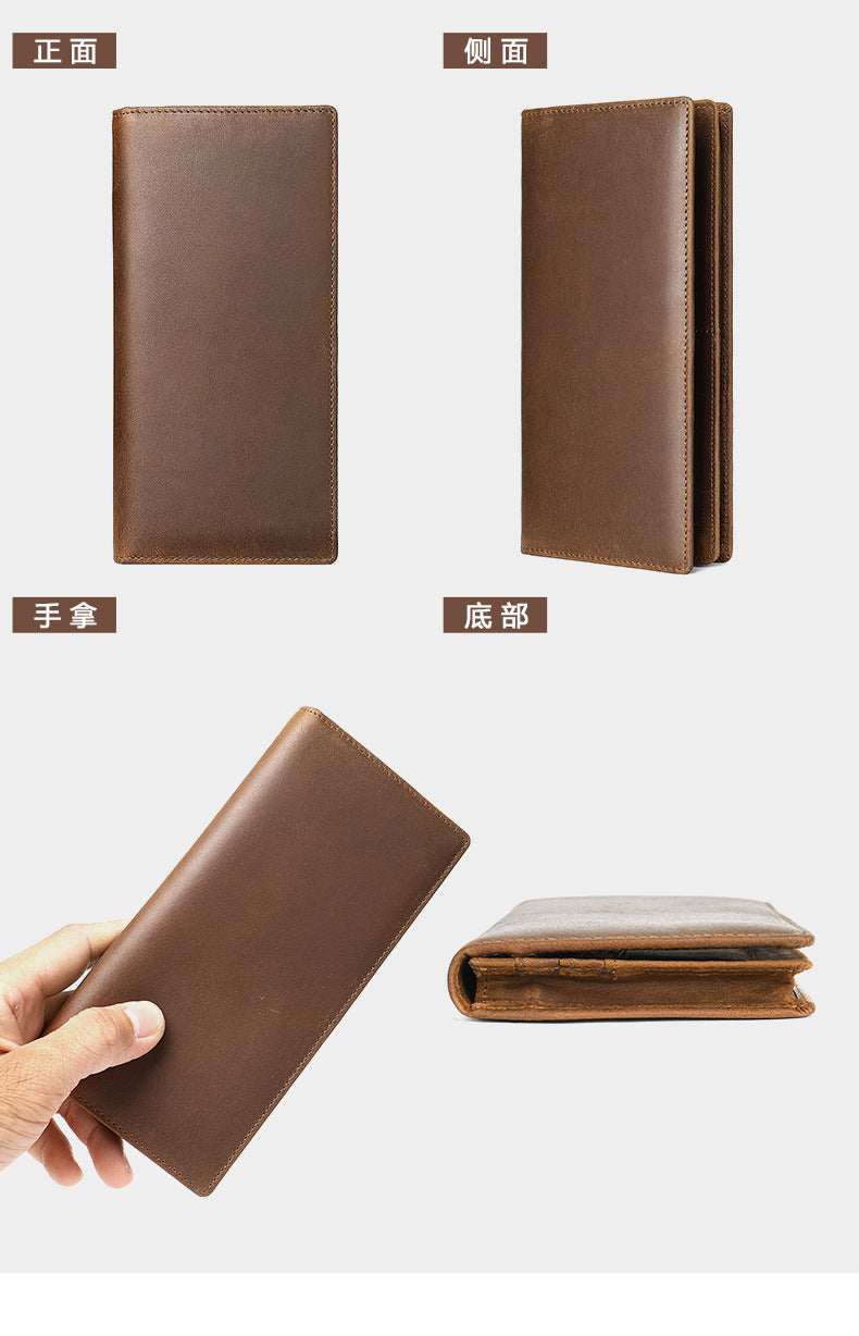 Men's long wallet handmade retro clutch bag coin holder wallet for men