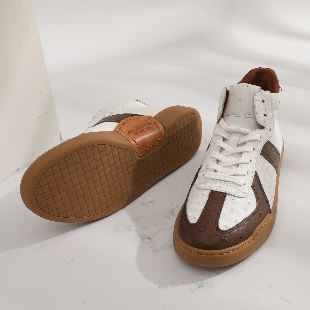 Ostrich skin genuine leather men's shoes fashion casual short boots