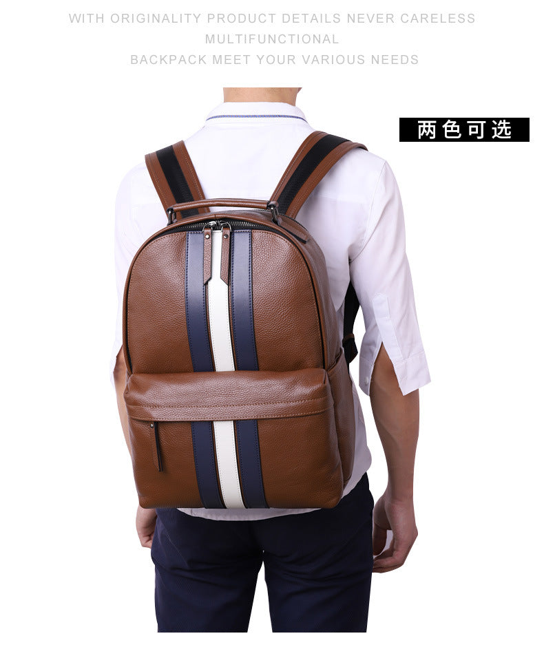 Men's backpack genuine cowhide leather fashion casual travel men's bag
