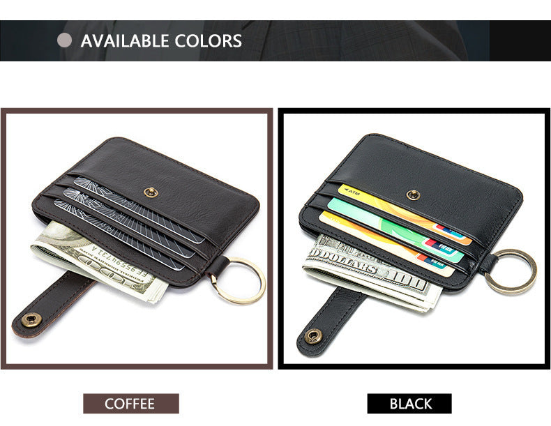 Men's wallet cowhide thin coin card holder casual card bag for men