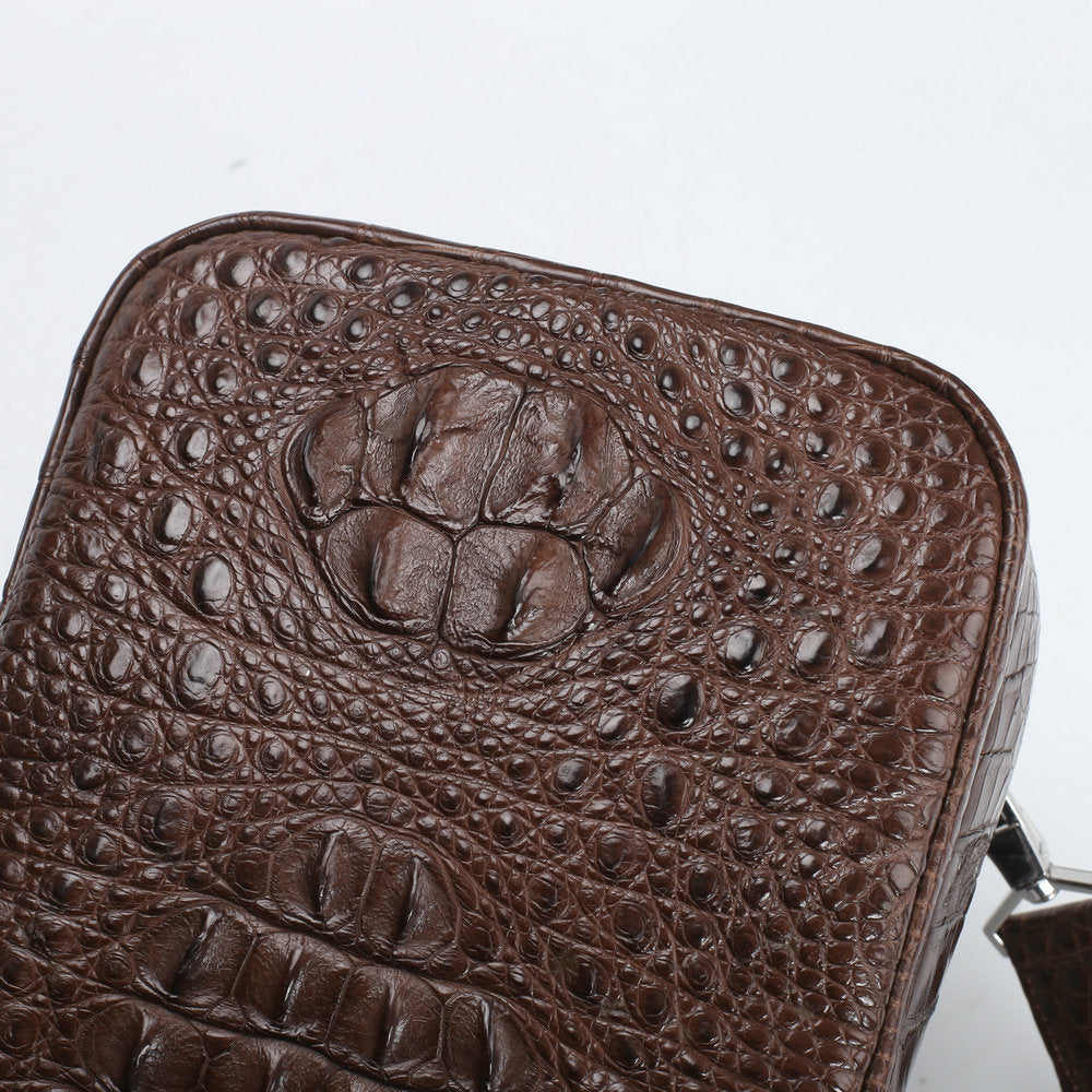 Men's Bust Bag Crocodile Skin Genuine Leather Large Capacity Outdoor Sports Backpack Casual Fashion Waist Pouch