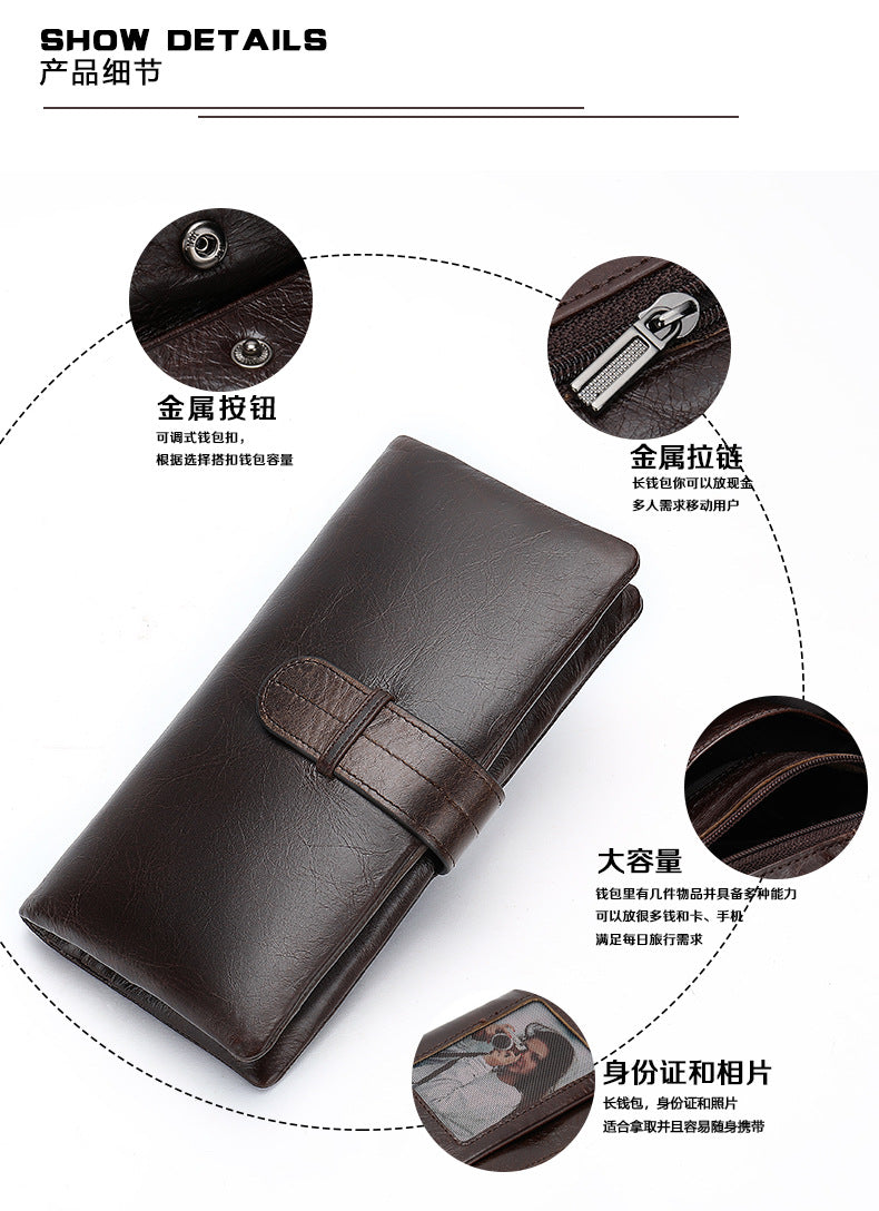 Men's Wallet RFID Coin Card Holder Retro Large Capacity Clutch Bag Men's Wallet