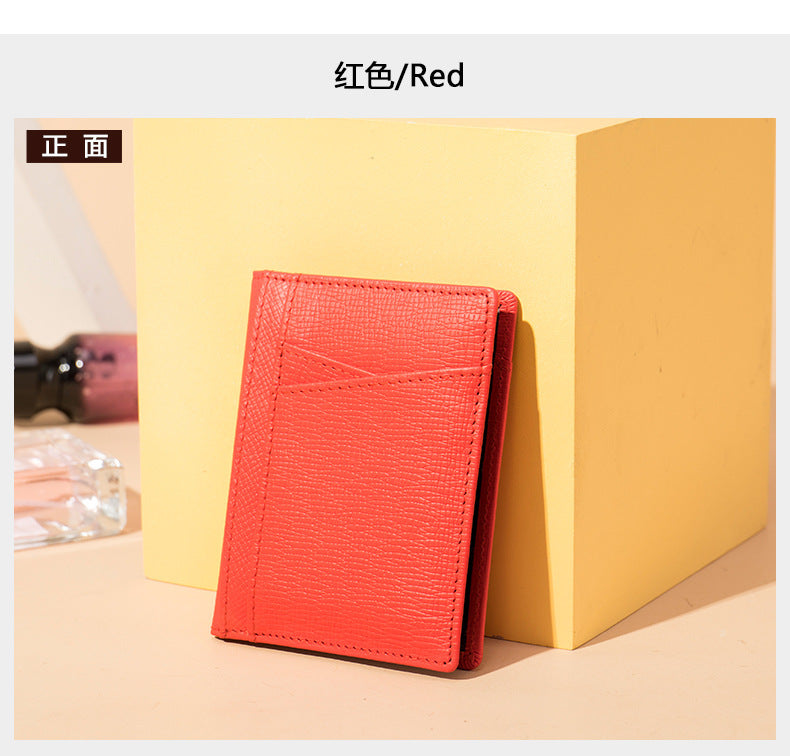 Men's Card Bag Cow Leather Thin Simple Card Holder RFID Card Clip for Men
