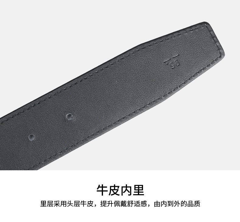 Width 3.8cm Ostrich Skin Genuine Leather Men's Belt Casual Plate Buckle Needle Buckle Men Belt No Buckle