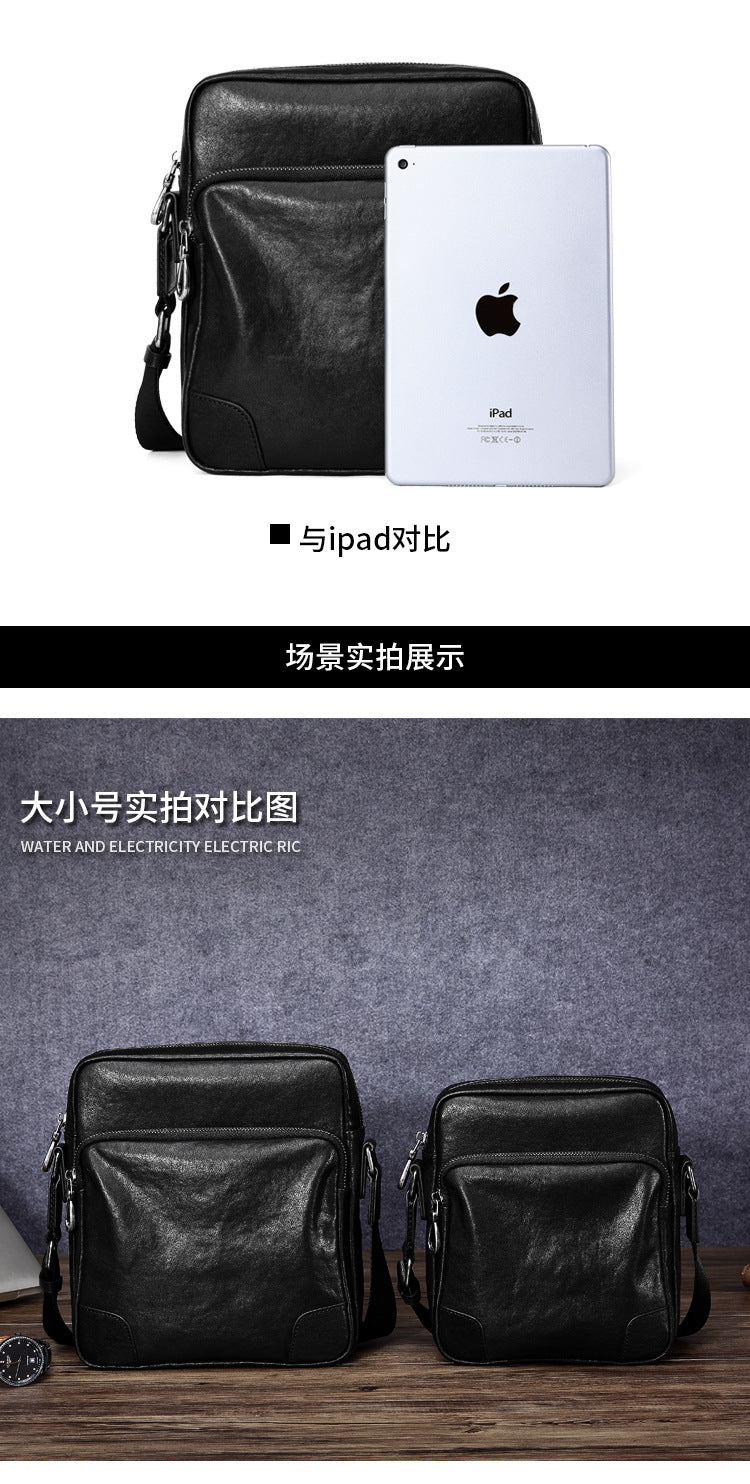 Men's shoulder bag genuine cowhide leather business casual fashion large capacity crossbody bag