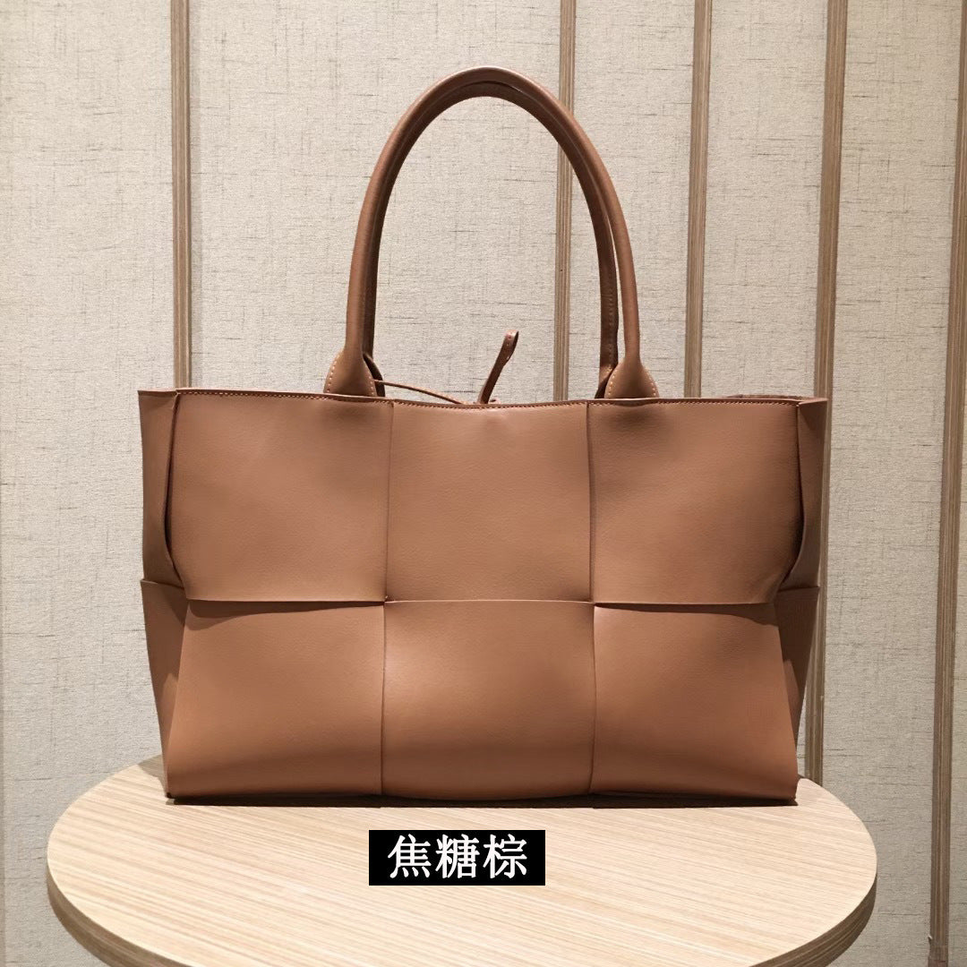 Women's Handbag Genuine Leather Tote Bag Large Capacity Shoulder Bag Crossbody Back String Tape Fashion
