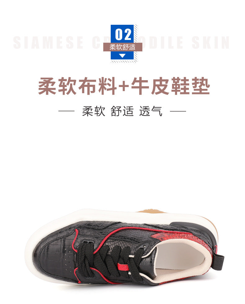 Men's Casual Shoes Crocodile Skin Genuine Leather Fashion Wear-resistant Men's Shoes