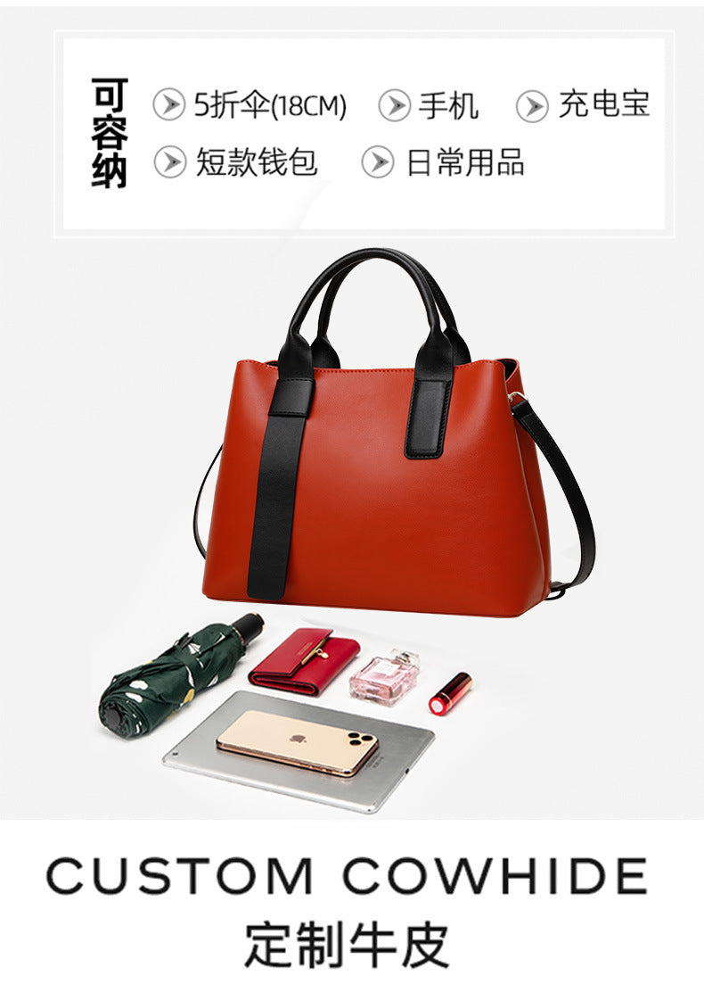 Genuine leather women's bag trend tote bag large capacity fashion shoulder bag handbag that goes with anything.bag