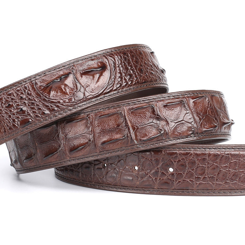 Taiwan Crocodile Skin Osteoderm Men's Belt Genuine Leather No Pieces Smooth Buckle Men Belt No Buckle