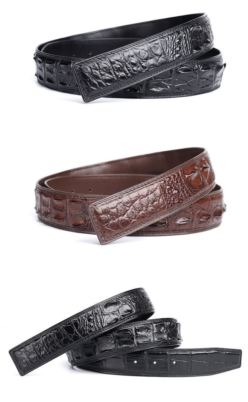 Taiwan Crocodile Skin Osteoderm Men's Belt Genuine Leather No Pieces Smooth Buckle Men Belt No Buckle
