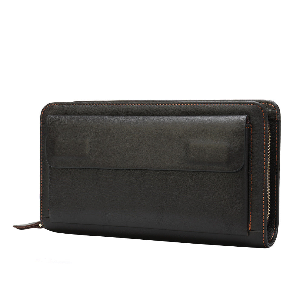 Men's Clutch Bag Genuine Cowhide Leather Wallet Card Holder Business Large Capacity Long Wallet Men's Handbag