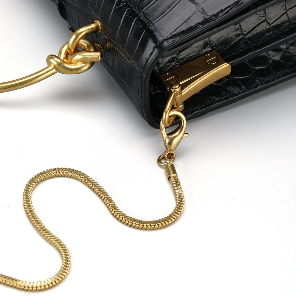 Siamese Crocodile Skin Women's Bag Women's Diagonal Shoulder Bag Genuine Leather Bag Leather Tote Bag Chain Bag