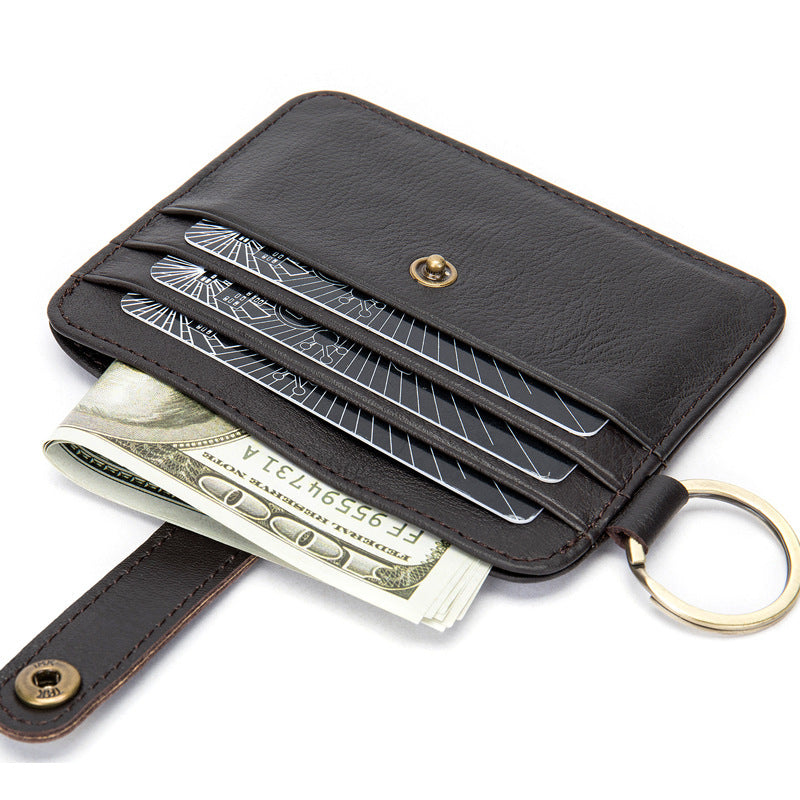 Men's wallet cowhide thin coin card holder casual card bag for men