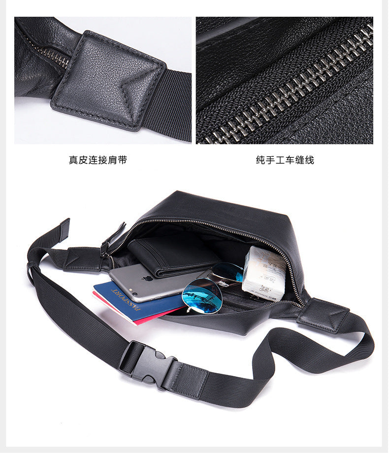 Men's bust bag Genuine cowhide leather casual sports crossbody bag for men Shoulder bag