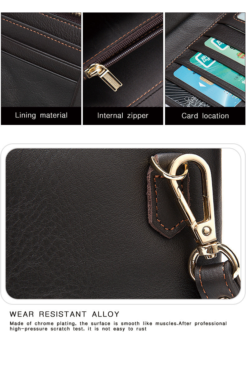 Men's long wallet double zipper card bag coin purse card holder business wallet for men