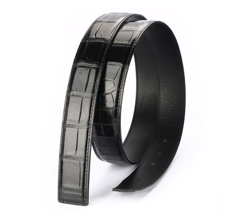 Crocodile skin belly skin without buckle men's belt genuine leather without splicing business casual plate buckle needle buckle men belt without buckle