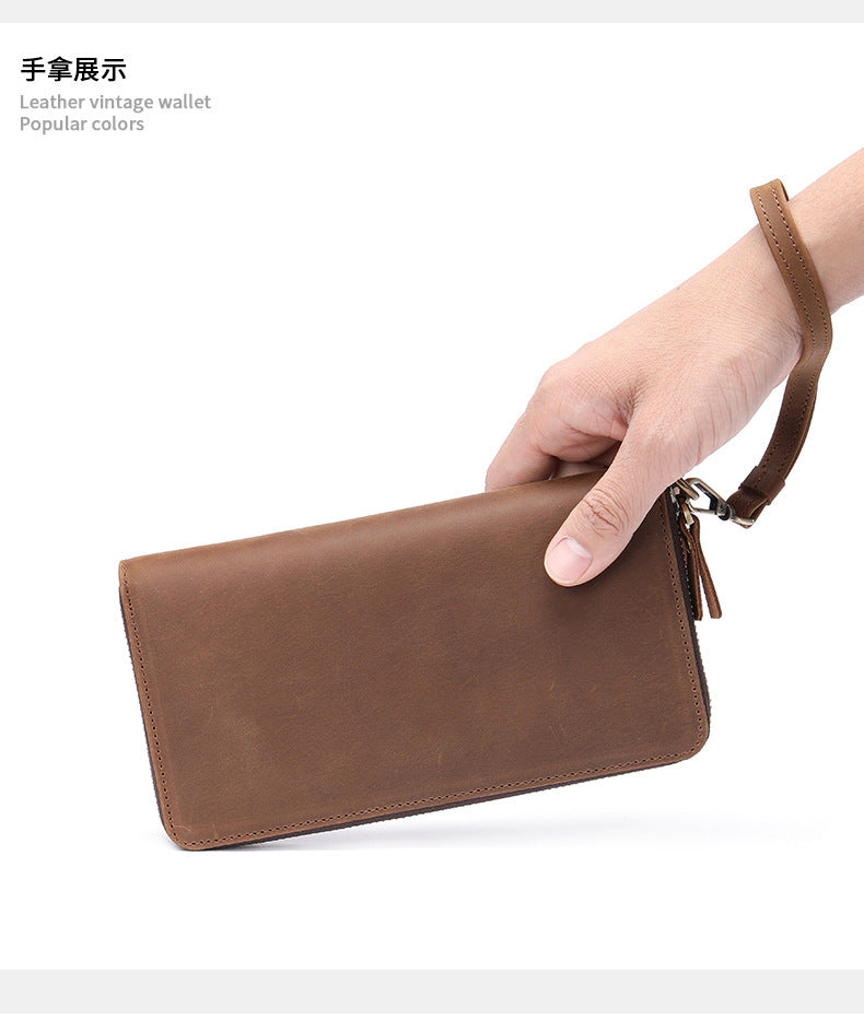 Men's Wallet Genuine Cow Leather Wallet Fashion Large Capacity Clutch Bag for Men