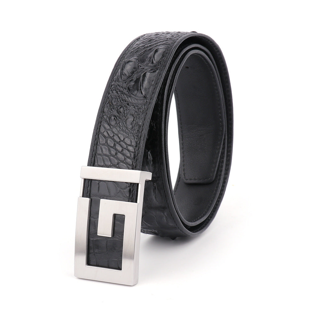New Men's Belt Crocodile Skin Genuine Leather Unjointed Fashion Casual Men's Belt