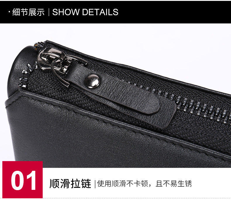 Men's clutch bag Genuine cowhide leather large capacity business casual men's handbag
