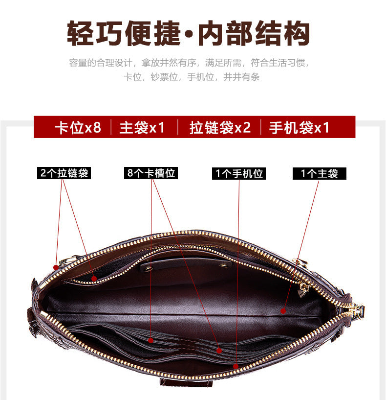Men's Wallet Cow Leather Crocodile Crest Fashion Clutch Bag Smartphone Coin Card Holder Men's Wallet