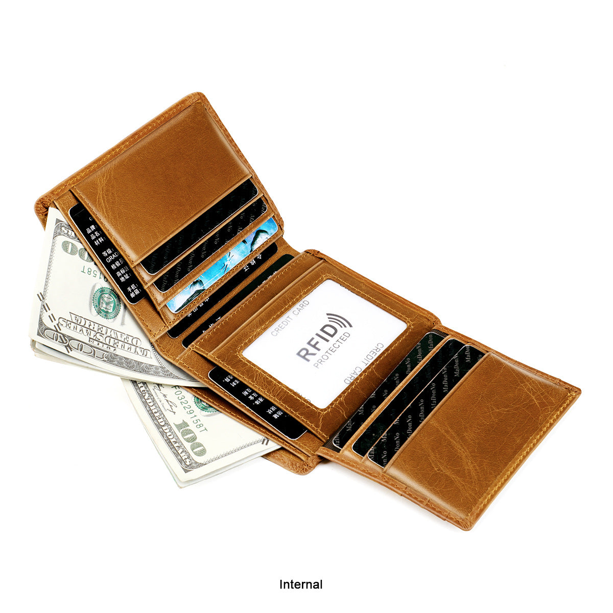 Men's wallet genuine cowhide leather RFID anti-theft brush large capacity multi-functional men's wallet