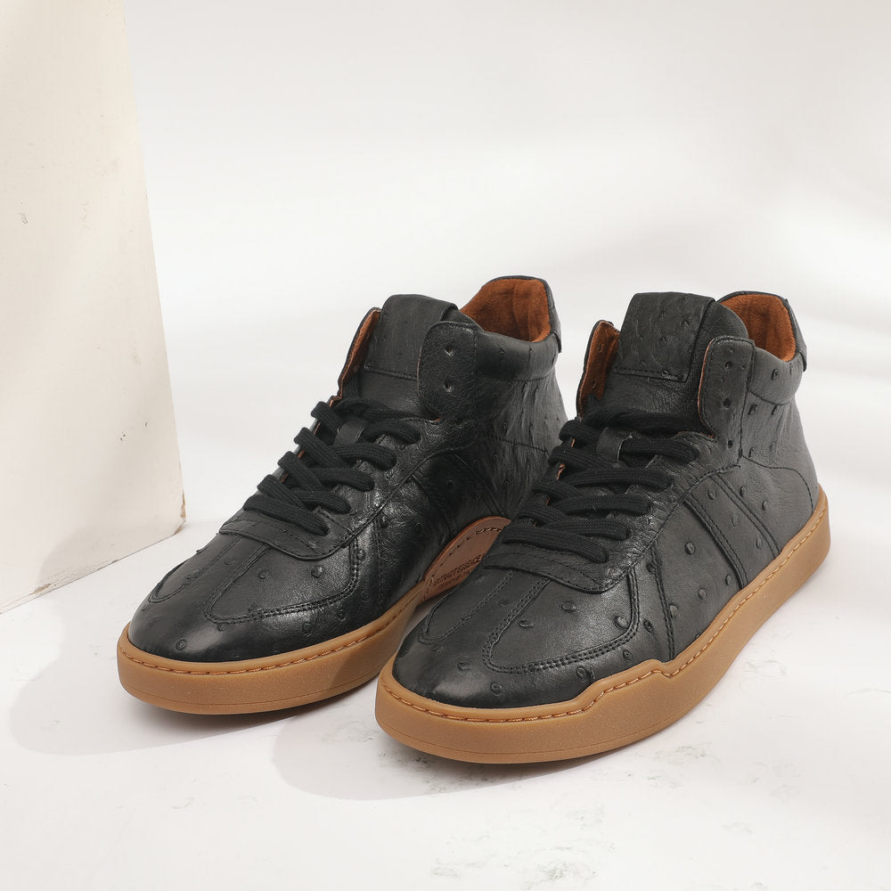 Ostrich skin genuine leather men's shoes fashion casual short boots