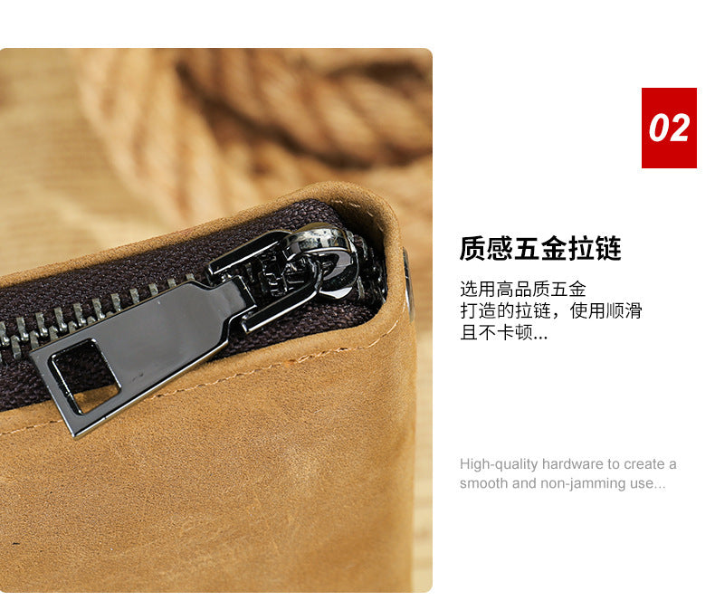 Men's long wallet wrist bag made of genuine cowhide leather high quality clutch bag men's wallet