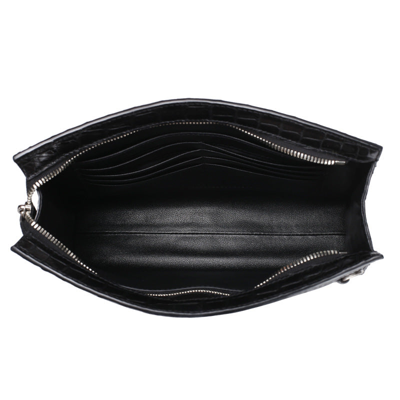 New type crocodile belly skin genuine leather men's handbag casual business large capacity card holder men's bag