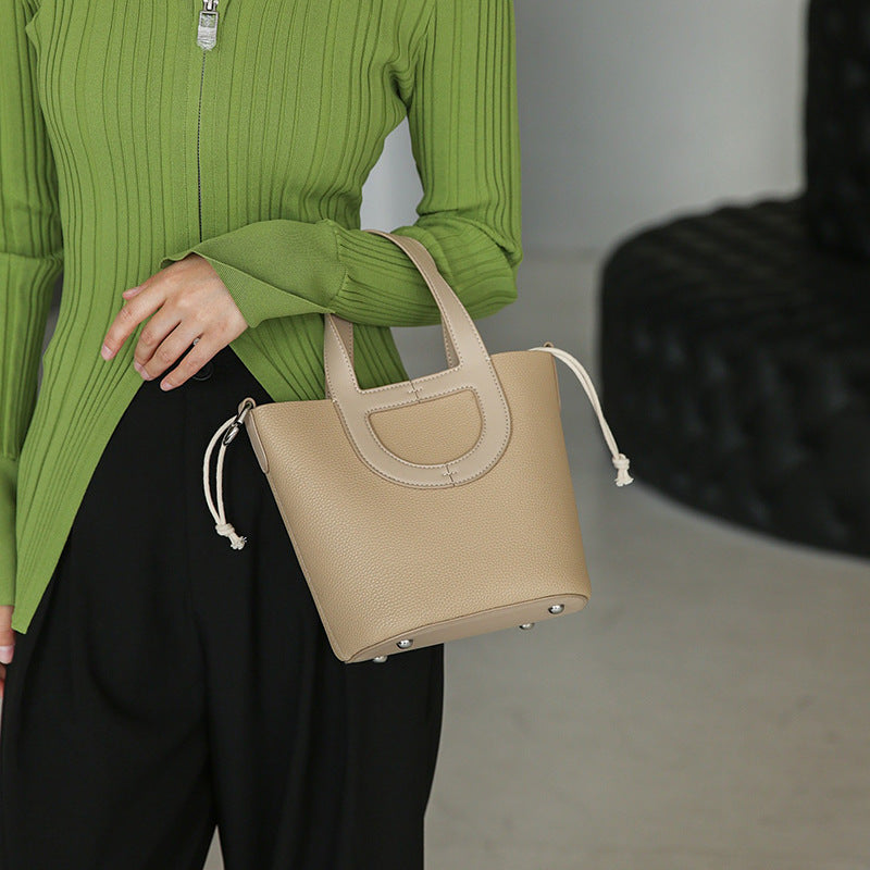 Genuine leather ladies bag large capacity diagonal shoulder bag cowhide commuter one shoulder tote bag