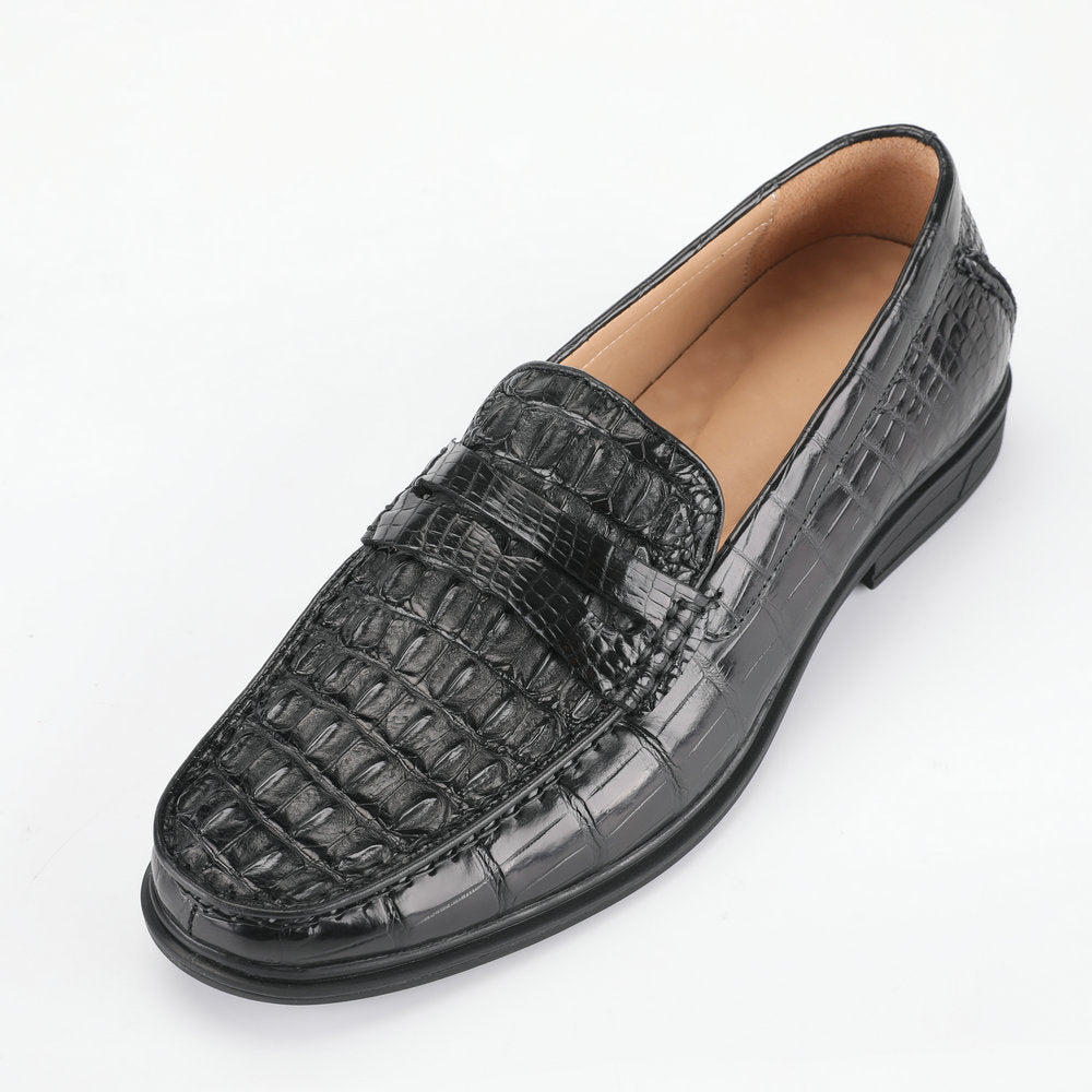 Crocodile Skin Genuine Leather Men's Leather Shoes Rubber Sole Moccasins Formal Business Casual Men's Shoes