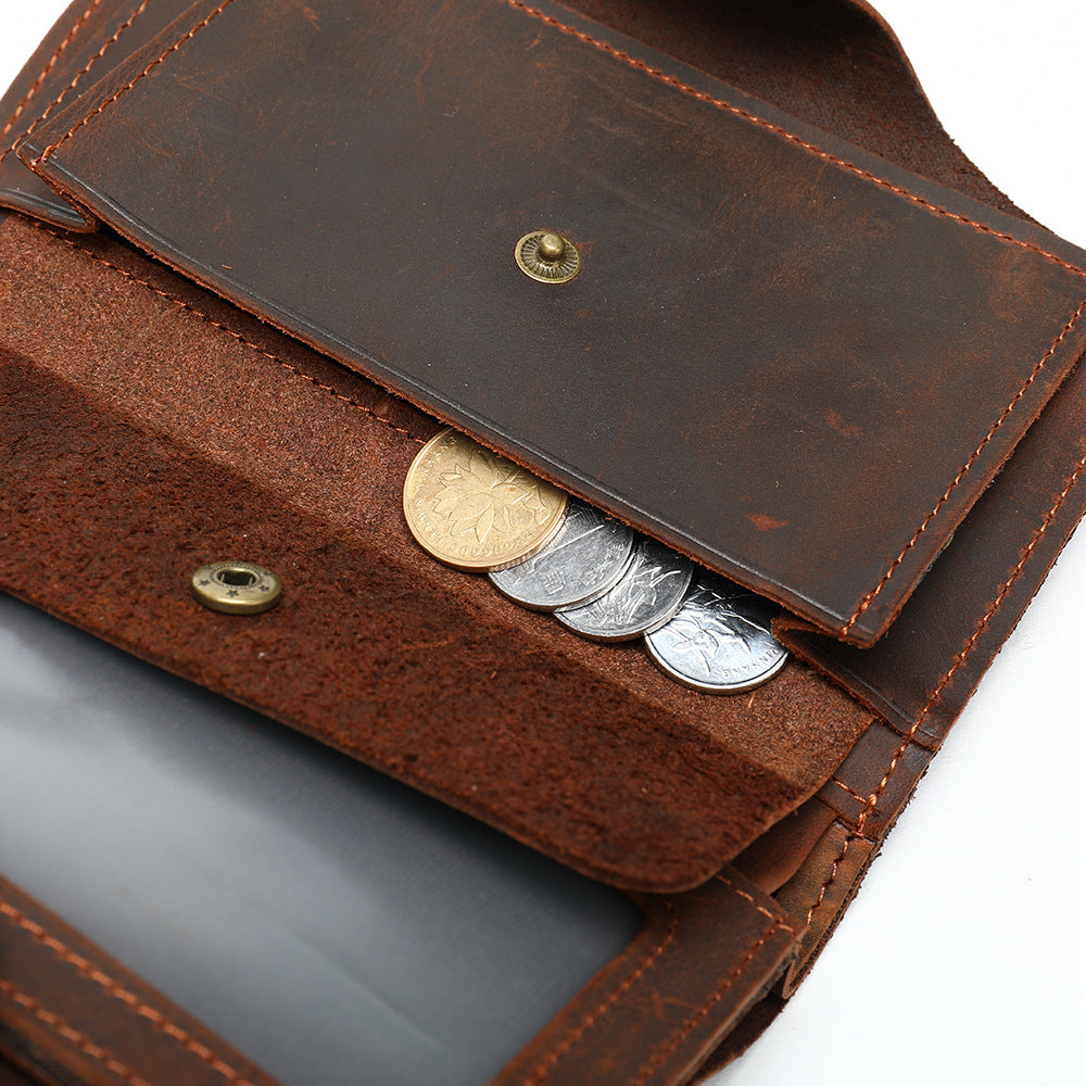 Men's Wallet Cow Leather Card Holder Large Capacity Clutch Bag Retro Men's Wallet