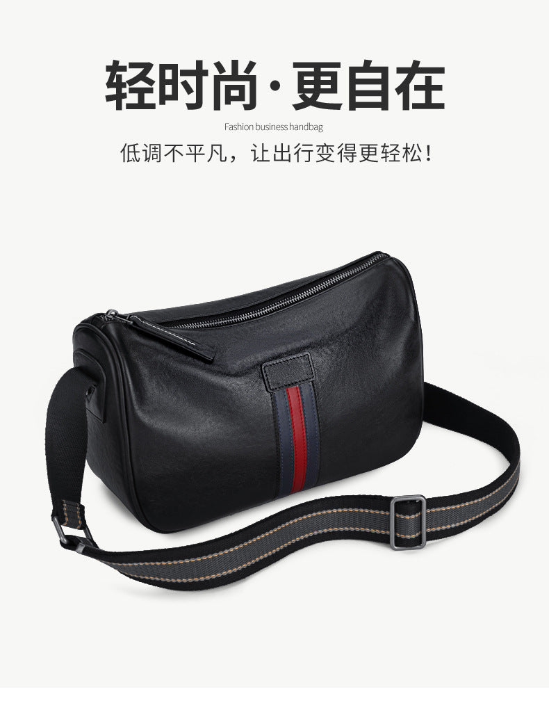 Men's Shoulder Bag Genuine Cowhide Leather Fashion Casual Commuting Crossbody Bag for Men