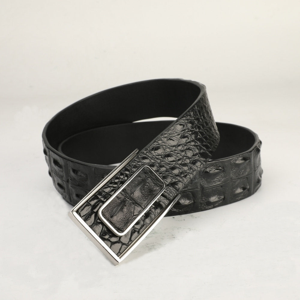 Men's Belt Nile Big Bone Crocodile Spine Genuine Leather Smooth Buckle Business Casual High Quality Men's Belt