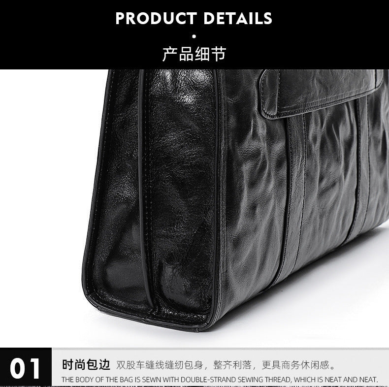 Men's handbag, genuine cowhide leather, high quality, large capacity, briefcase, handbag for men