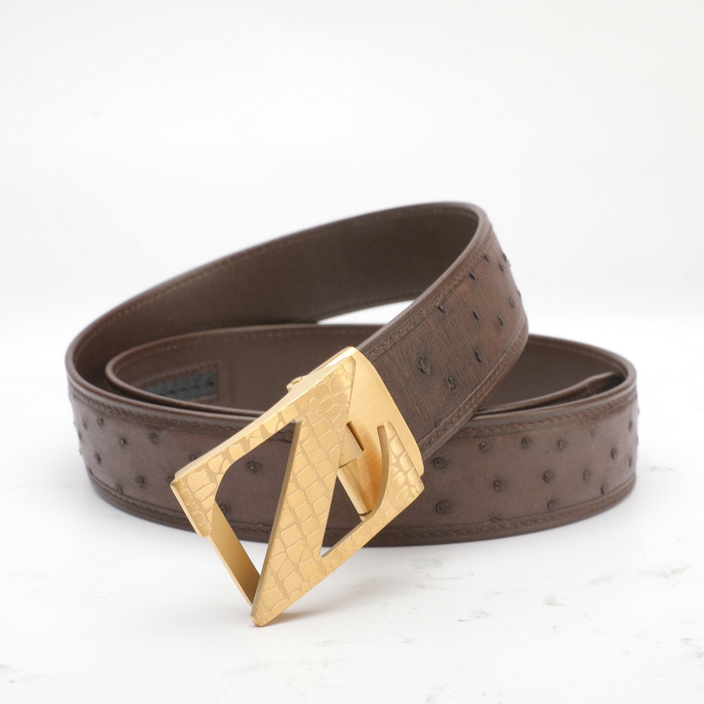 New Ostrich Skin Men's Belt Genuine Leather Automatic Buckle Casual Business Width 3.4cm Men's Belt