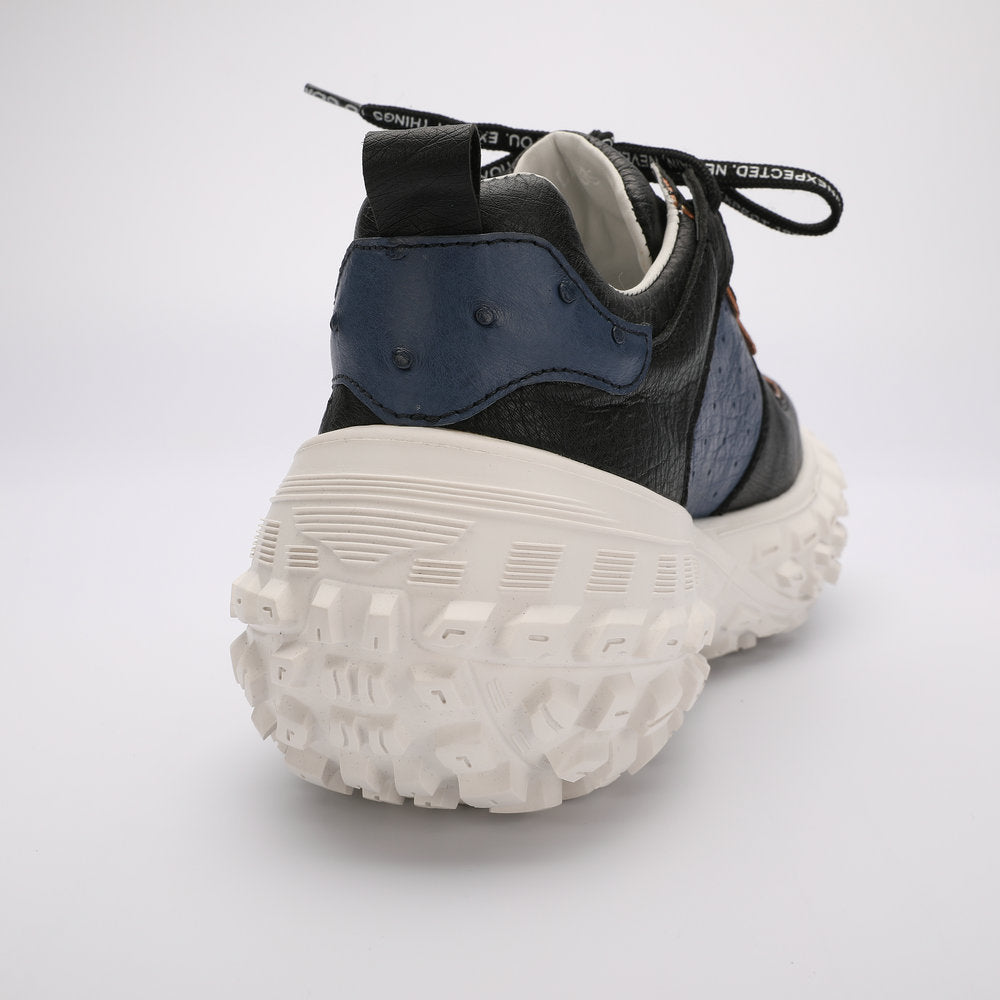 Ostrich skin genuine leather men's shoes tire sole tank shoes fashion casual anti-slip men's shoes
