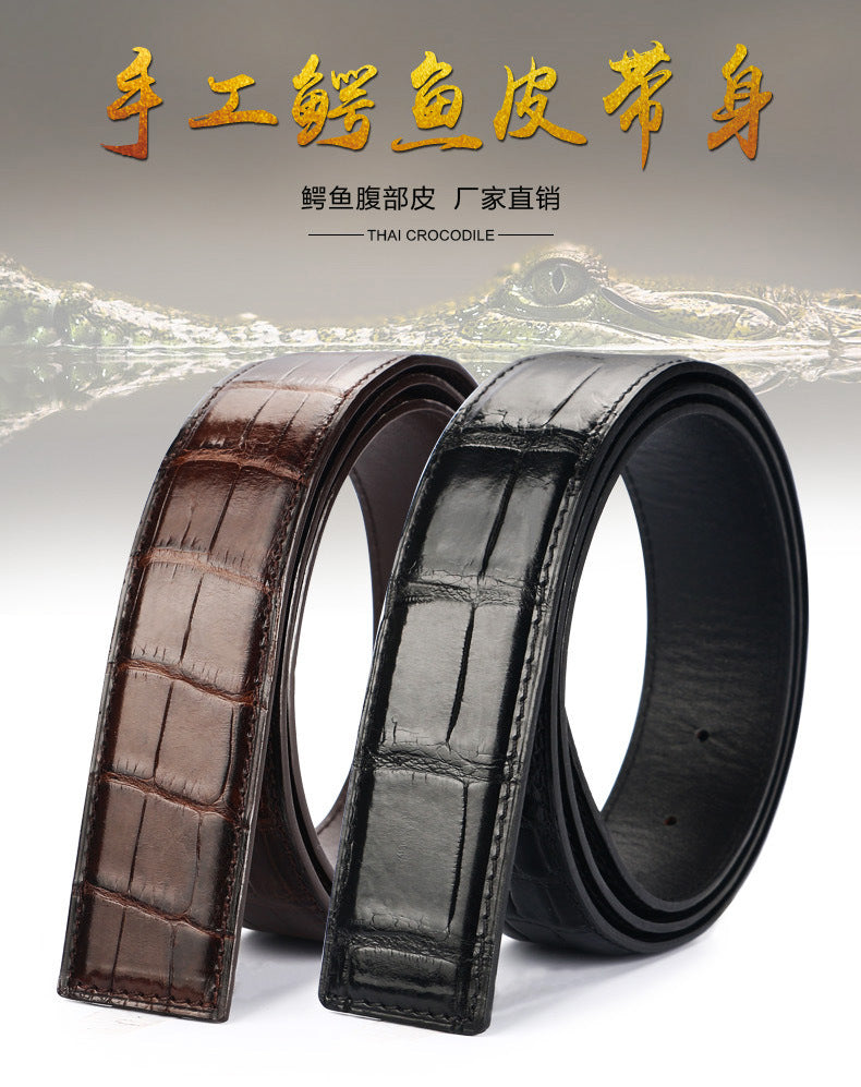 Crocodile skin belly skin without buckle men's belt genuine leather without splicing business casual plate buckle needle buckle men belt without buckle