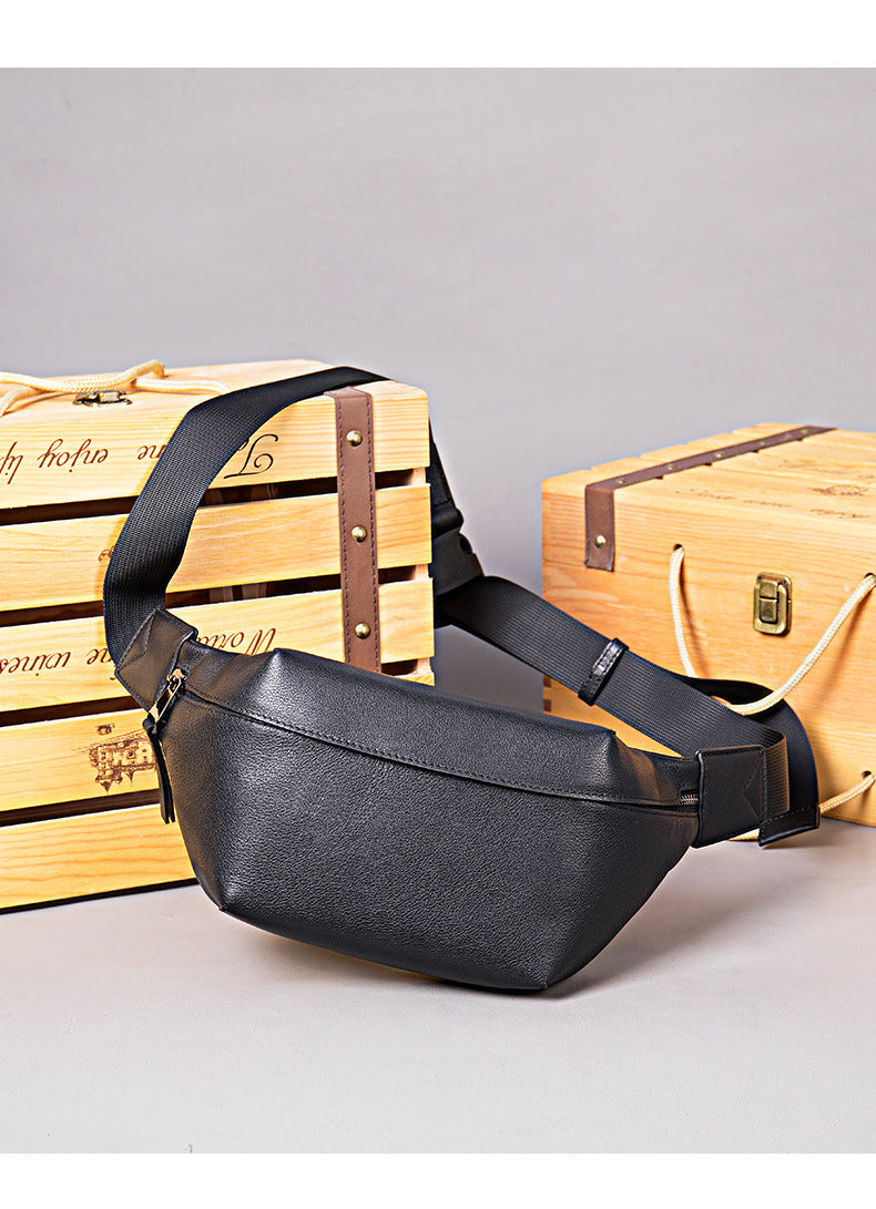 Men's bust bag Genuine cowhide leather casual sports crossbody bag for men Shoulder bag
