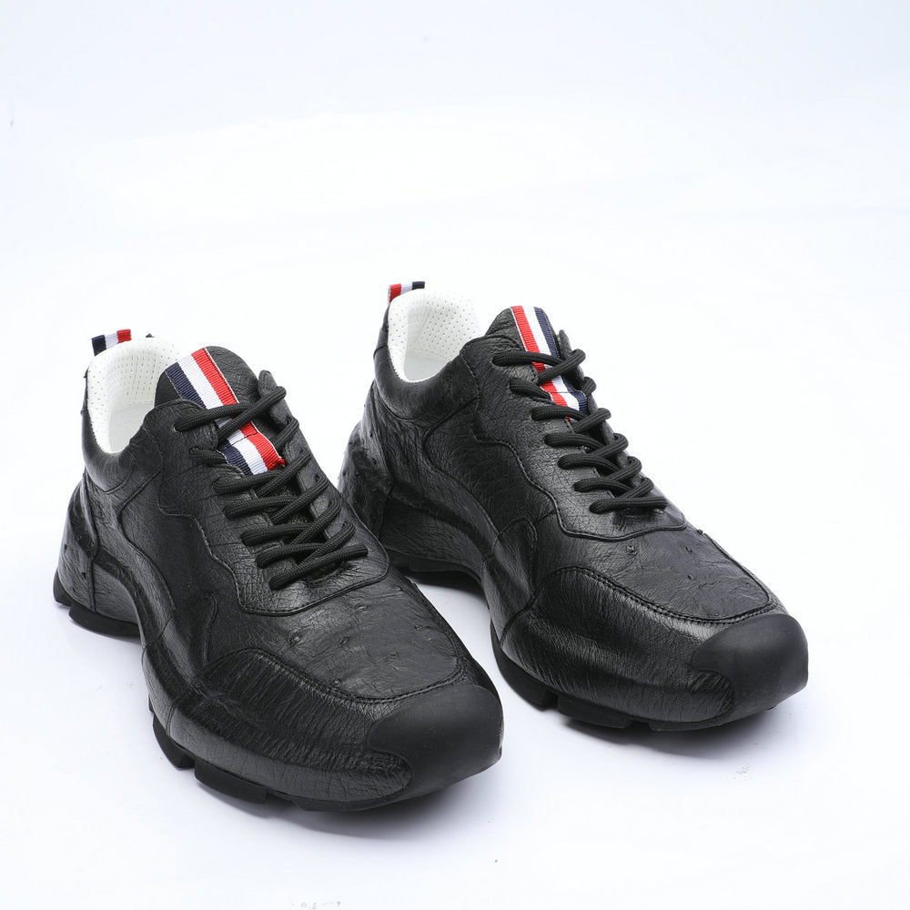 2023 New Ostrich Skin Men's Shoes Genuine Leather Luxury Fashion Casual Sports Shoes