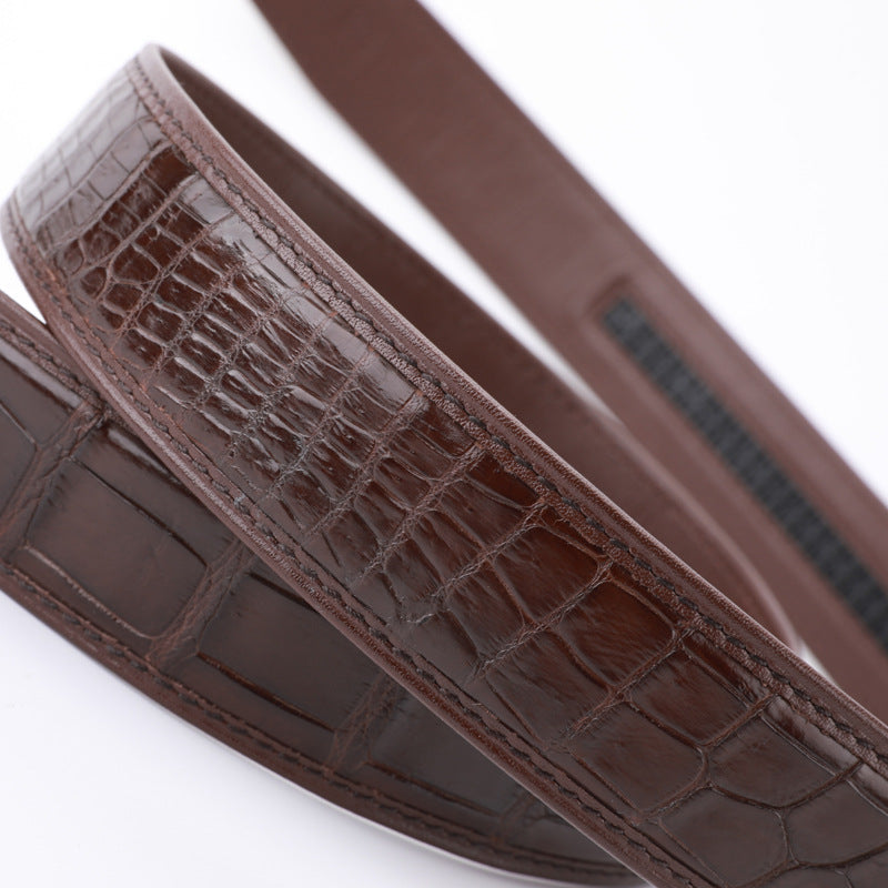 Siamese Crocodile Skin Men's Belt Automatic Buckle Business Casual Genuine Leather Belt
