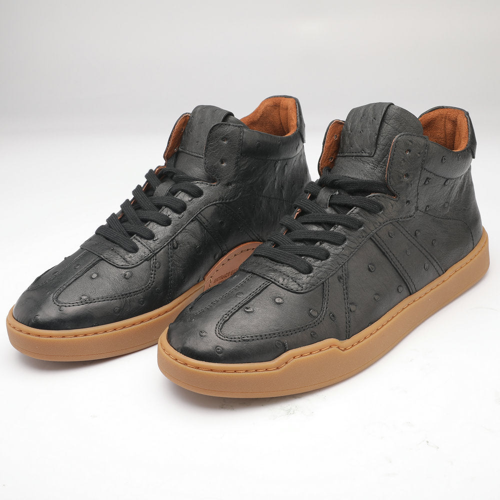 Ostrich skin genuine leather men's shoes fashion casual short boots