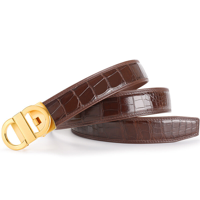 Siamese Crocodile Skin Genuine Leather Men's Belt Automatic Buckle Fashion Casual Business High Quality Men's Belt