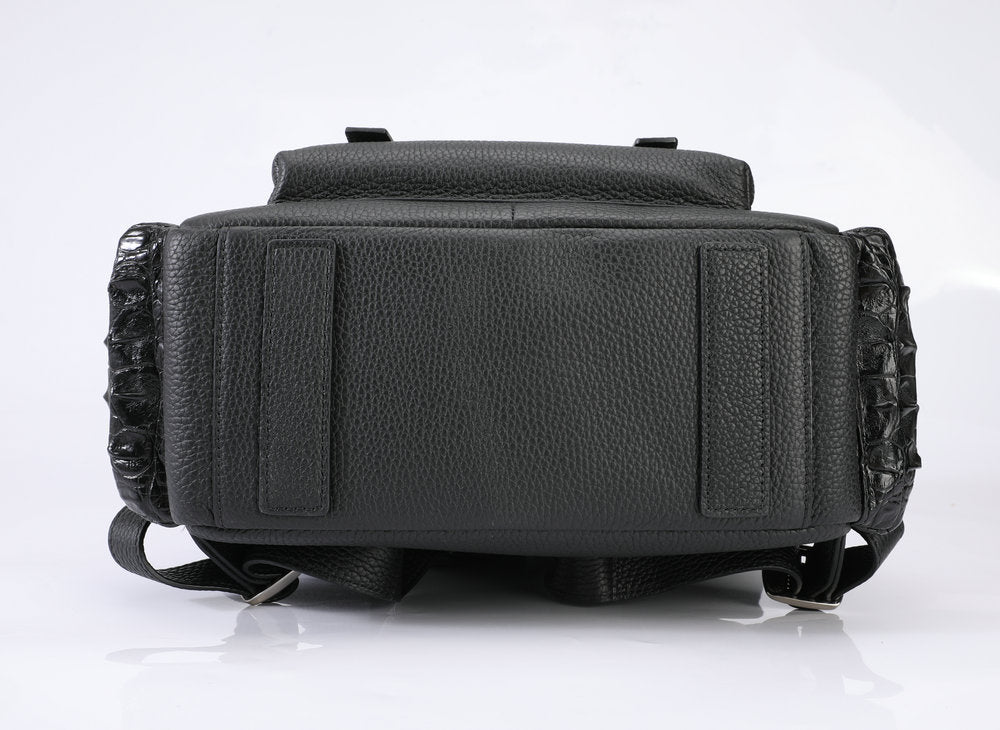 Crocodile bone skin and cowhide genuine leather men's backpack high quality business commuting casual outdoor travel computer bag