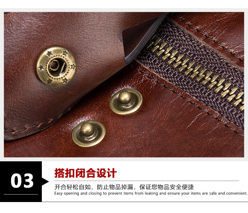 Men's short wallet made of genuine cowhide leather with multi-functional zipper and card bag wallet for men