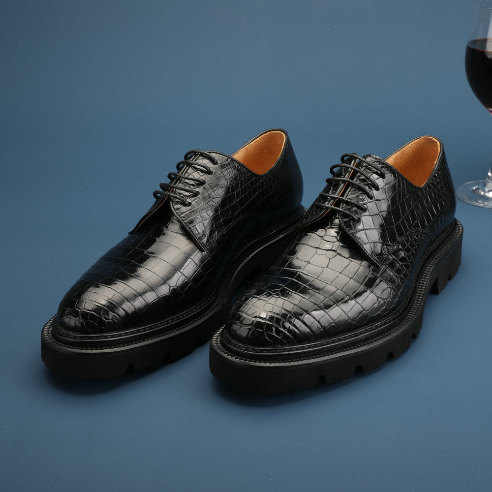 New Crocodile Belly Skin Men's Leather Shoes Genuine Leather High Quality Thick Sole Business Shoes