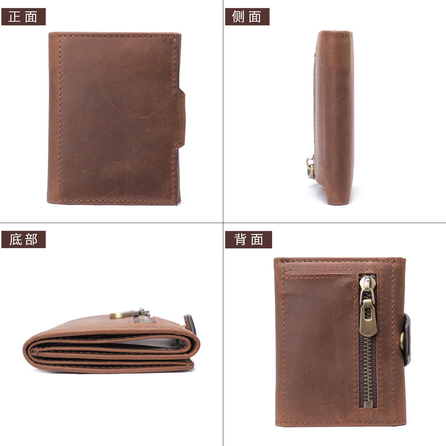 Men's wallet cowhide tri-fold coin purse men's wallet