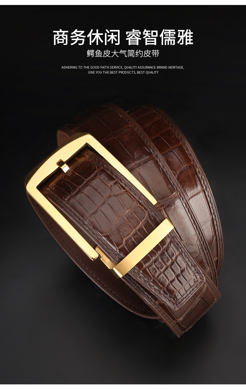 Siamese Crocodile Skin Men's Belt Genuine Leather Business Casual Width 3.8cm Men's Belt